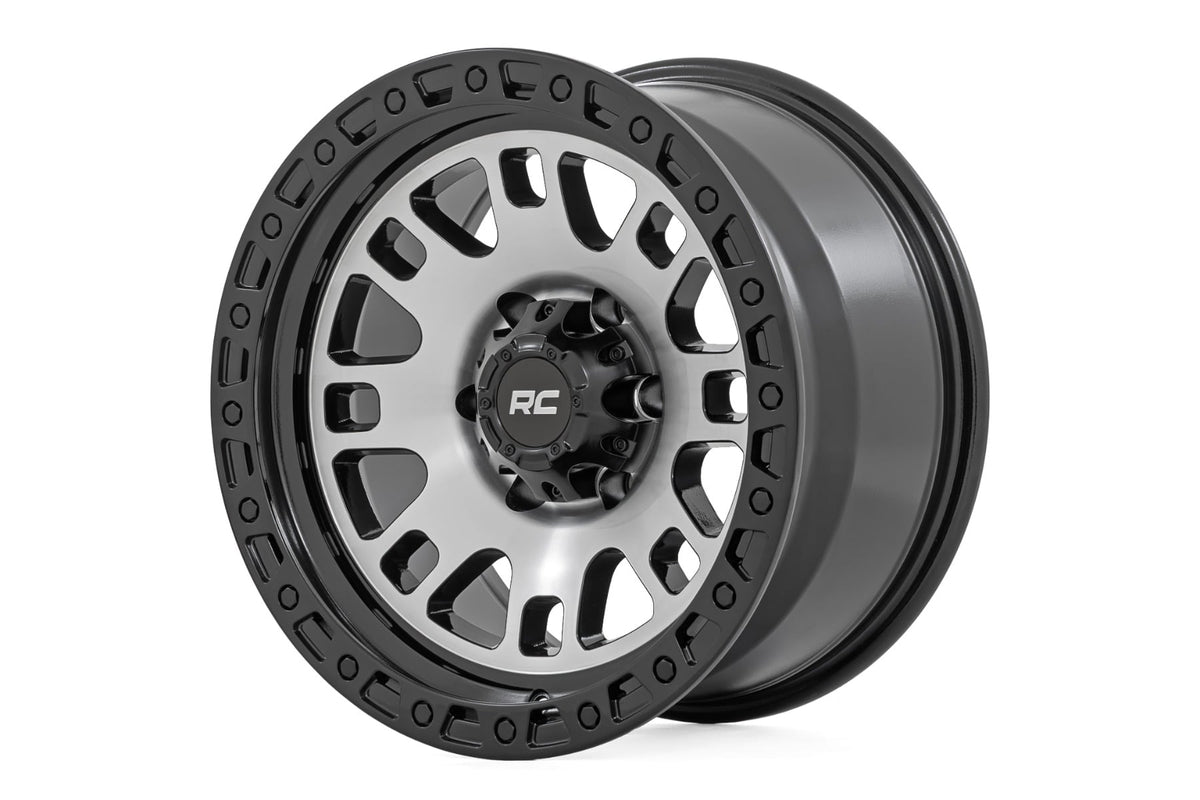 82 Series Wheel One-Piece Machined Semi Gloss Black 18x9 6x5.5 -12mm Rough Country
