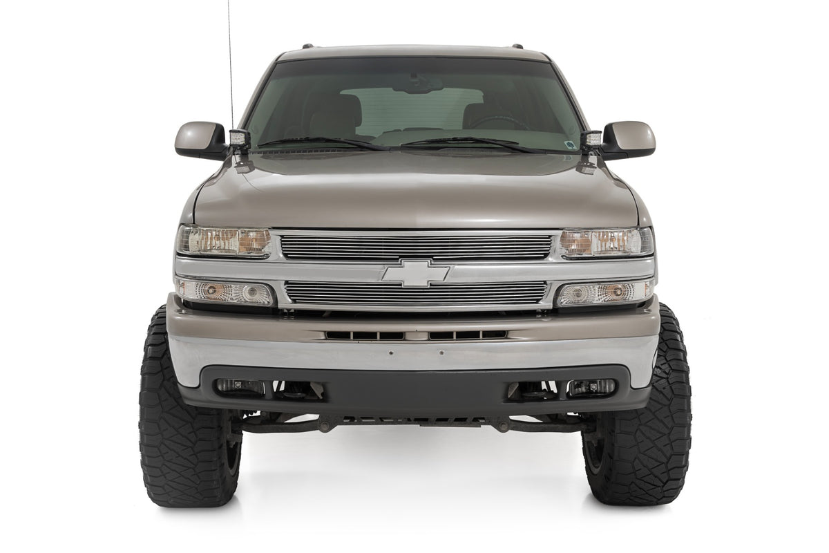 LED Light Kit Ditch Mount Black Series Round 3.5 Inch Amber DRL Chevy 1500 (99-06) Rough Country