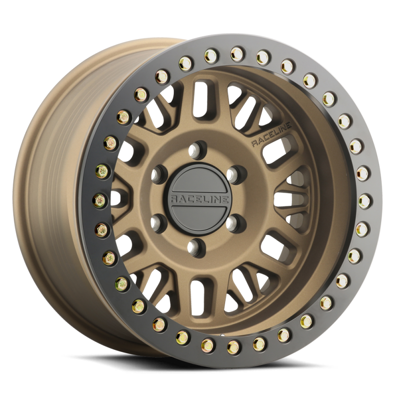 Raceline RT951B Ryno 17x9in/8x165.1 BP/-38mm Offset/130.8mm Bore- Bronze & Black Ring Beadlock Wheel