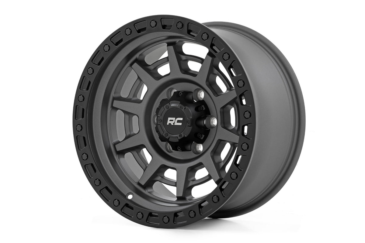 85 Series Wheel Simulated Beadlock Gunmetal Gray/Black 17x9 Rough Country