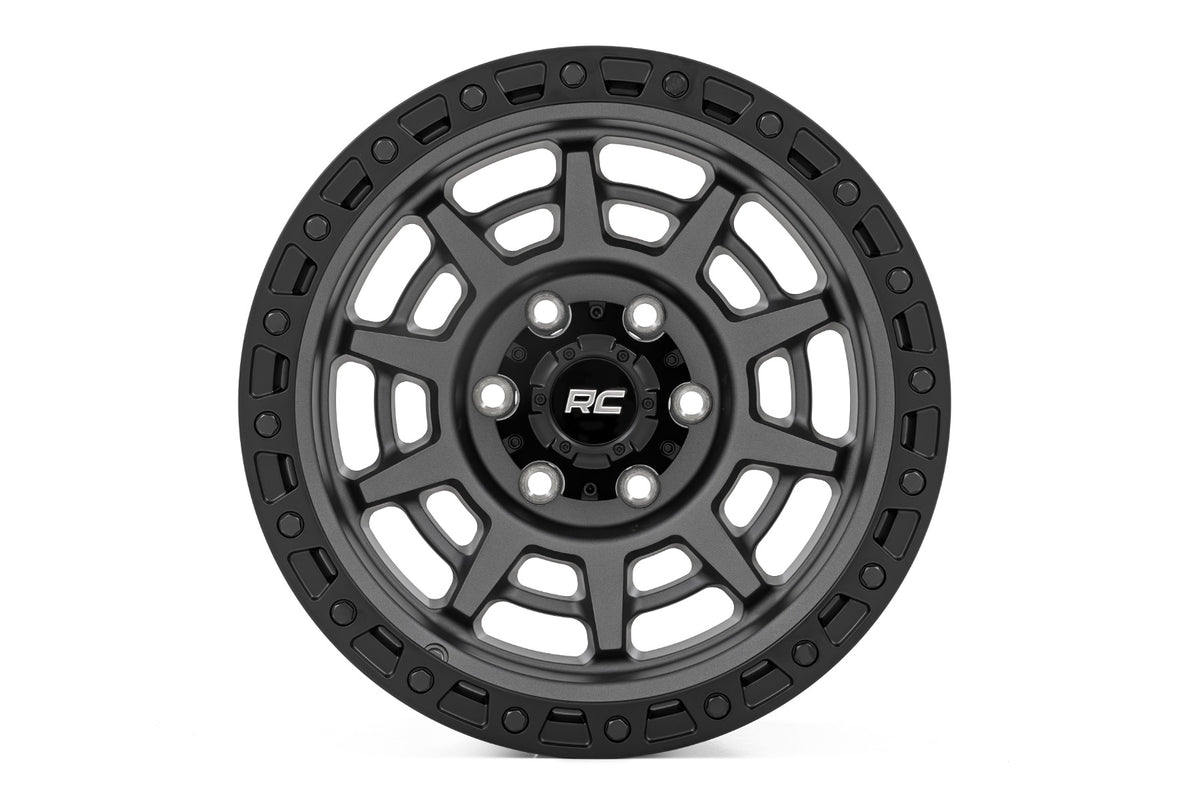 85 Series Wheel Simulated Beadlock Gunmetal Gray/Black 17x9 Rough Country