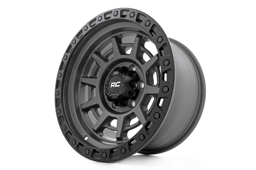 85 Series Wheel Simulated Beadlock Gunmetal Gray/Black 17x9 Rough Country