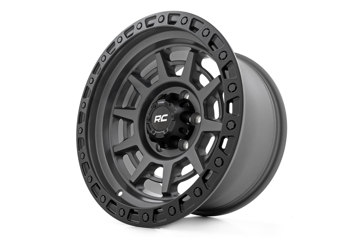 85 Series Wheel Simulated Beadlock Gunmetal Gray/Black 17x9 Rough Country