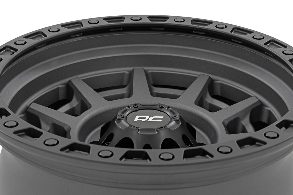 85 Series Wheel Simulated Beadlock Gunmetal Gray/Black 17x9 Rough Country