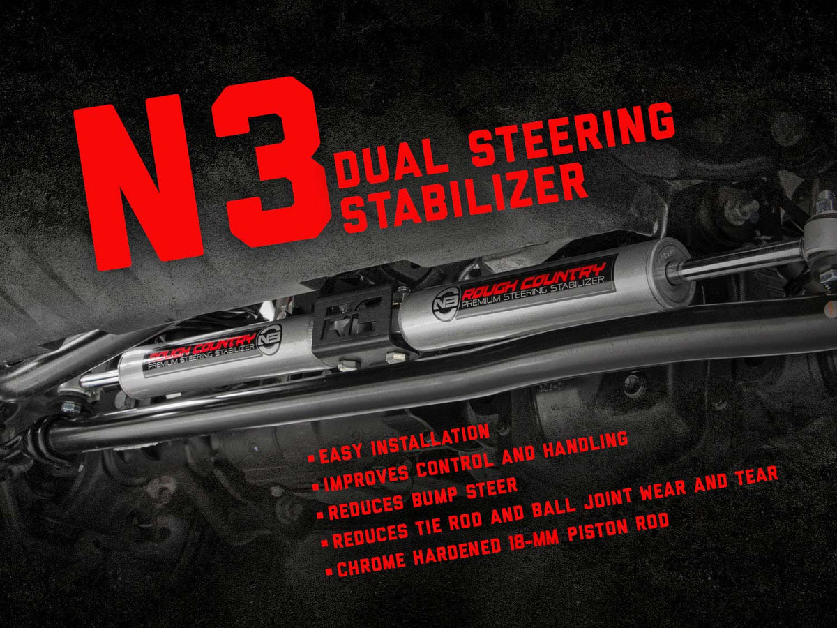 N3 Steering Stabilizer Dual 4 Inch Lift Jeep Grand Cherokee WJ (99-04) Rough Country