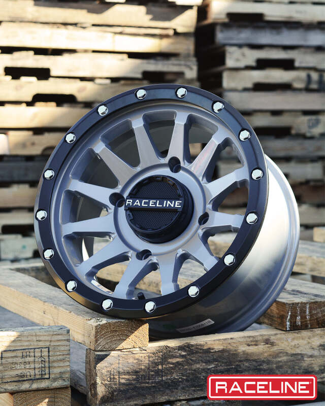 Raceline A95SG Trophy 15x7in / 4x156 BP / 10mm Offset / 132.5mm Bore - Grey & Black Lip Wheel