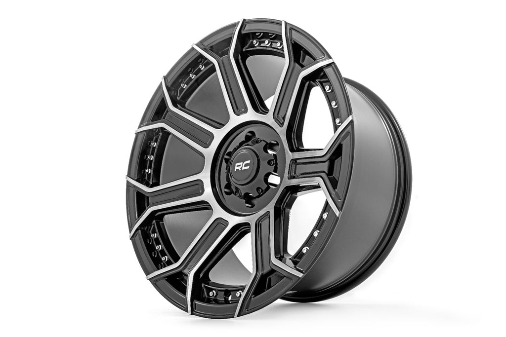 89 Series Wheel One-Piece Black Machined Gun Metal 20x10 5x4.5 -19mm Rough Country