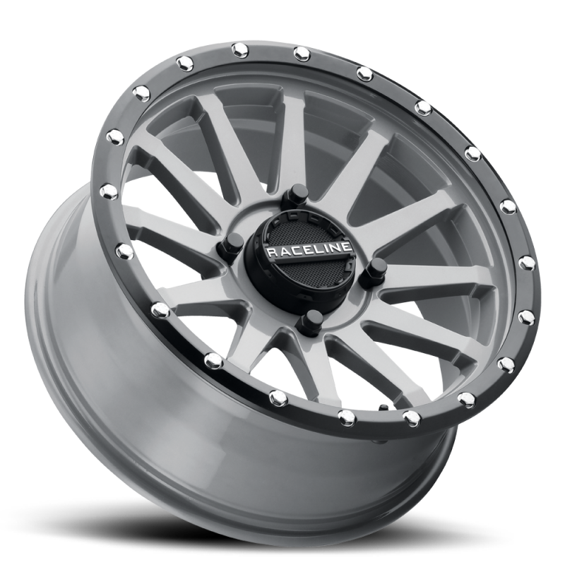 Raceline A95SG Trophy 15x7in / 4x156 BP / 10mm Offset / 132.5mm Bore - Grey & Black Lip Wheel