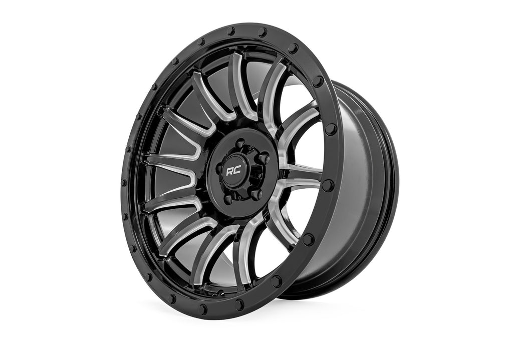 90 Series Wheel One-Piece Gloss Black w/machined spokes 18x9 Rough Country