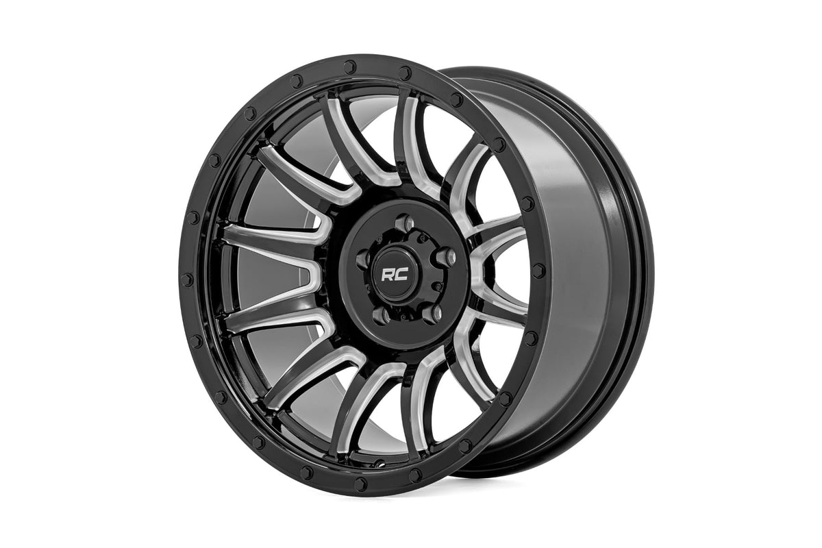 90 Series Wheel One-Piece Gloss Black w/machined spokes 20x9 Rough Country