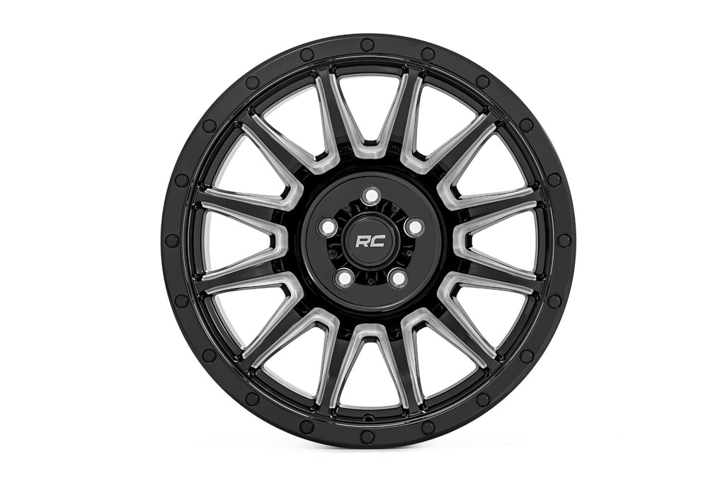 90 Series Wheel One-Piece Gloss Black w/machined spokes 20x9 Rough Country