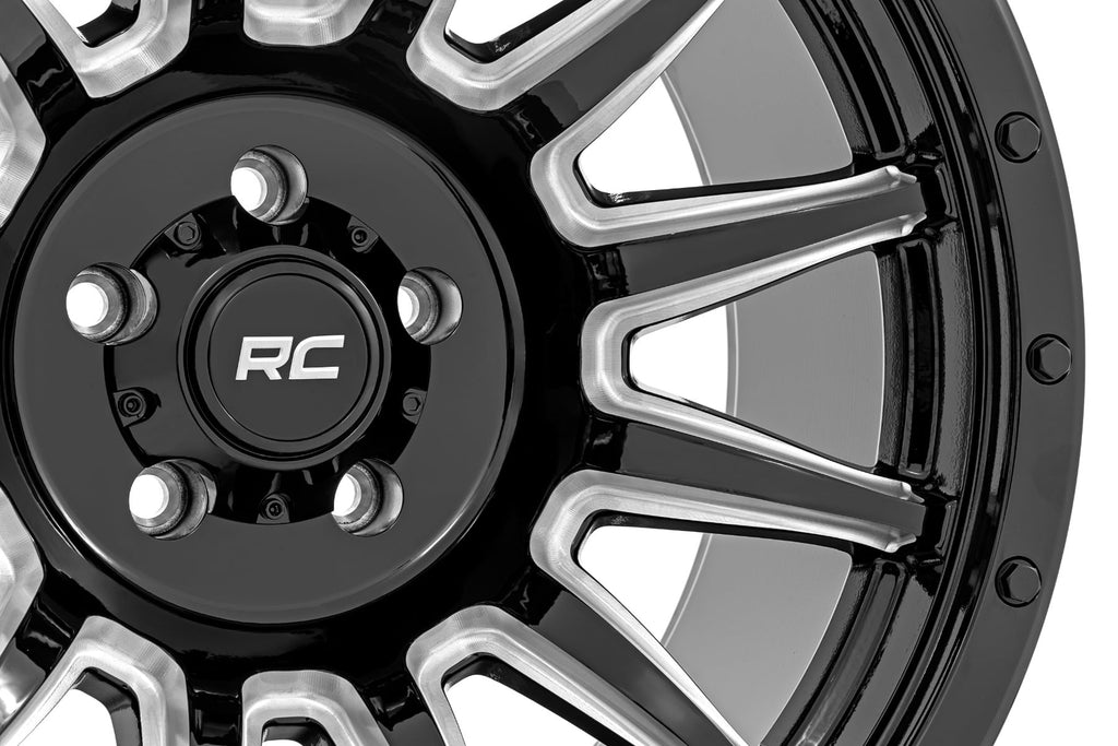 90 Series Wheel One-Piece Gloss Black w/machined spokes 20x9 Rough Country