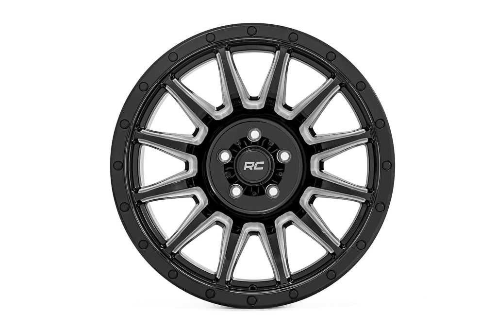 90 Series Wheel One-Piece Gloss Black w/machined spokes 20x9 Rough Country