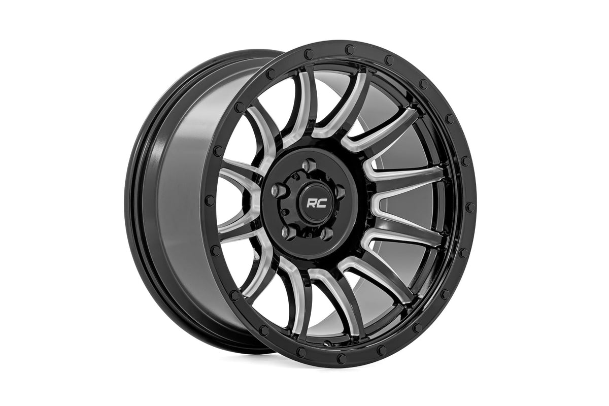 90 Series Wheel One-Piece Gloss Black w/machined spokes 20x9 Rough Country