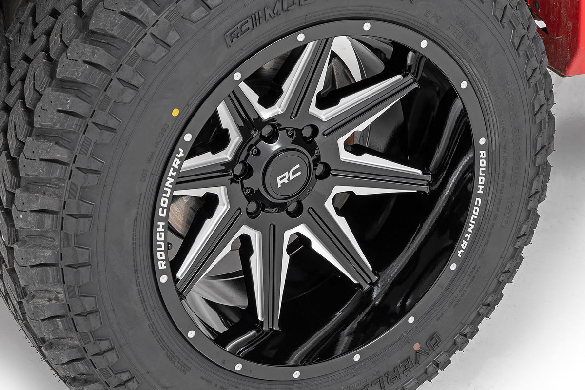91 Series Milled One-Piece Gloss Black 22x12 8x6.5 -44mm Rough Country