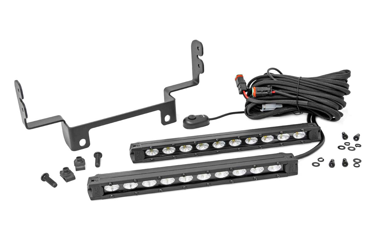 LED Light Kit Bumper Mount 10 Inch Black Slimline Pair Honda Pioneer 1000 Rough Country