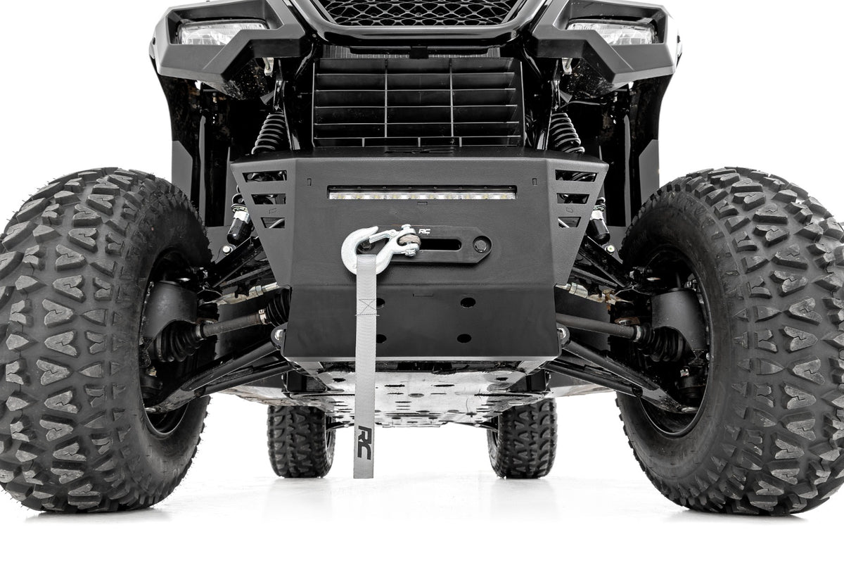 Winch Plate 4500-LB Winch 10 Inch Black Slimline Honda Pioneer 520 Rough Country