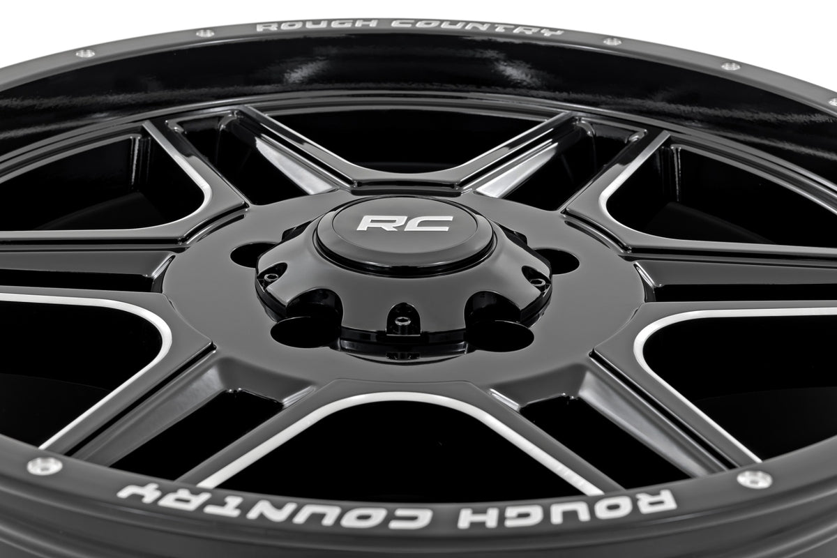 92 Series Wheel Machined One-Piece Gloss Black 20x9 Rough Country
