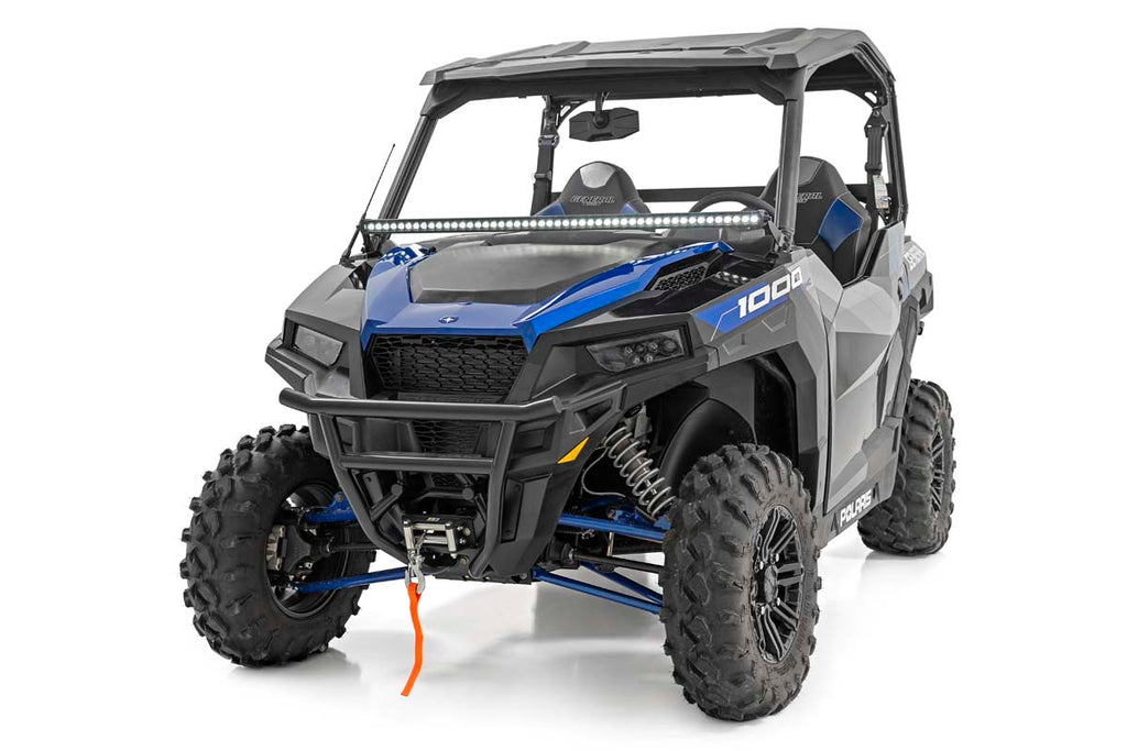 LED Light Kit Lower Windshield 50 Inch Black Single Row White DRL Polaris General XP 4 1000 Rough Country