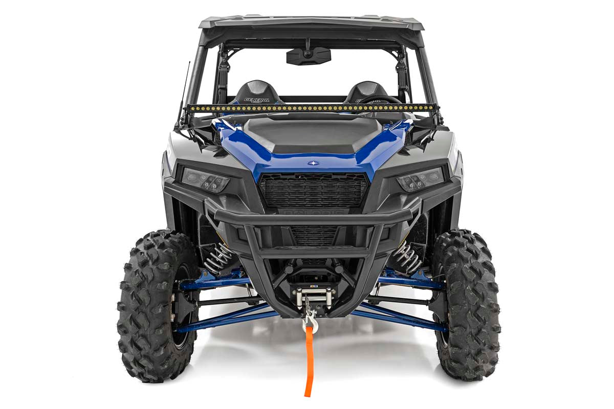 LED Light Kit Lower Windshield 50 Inch Black Single Row White DRL Polaris General XP 4 1000 Rough Country