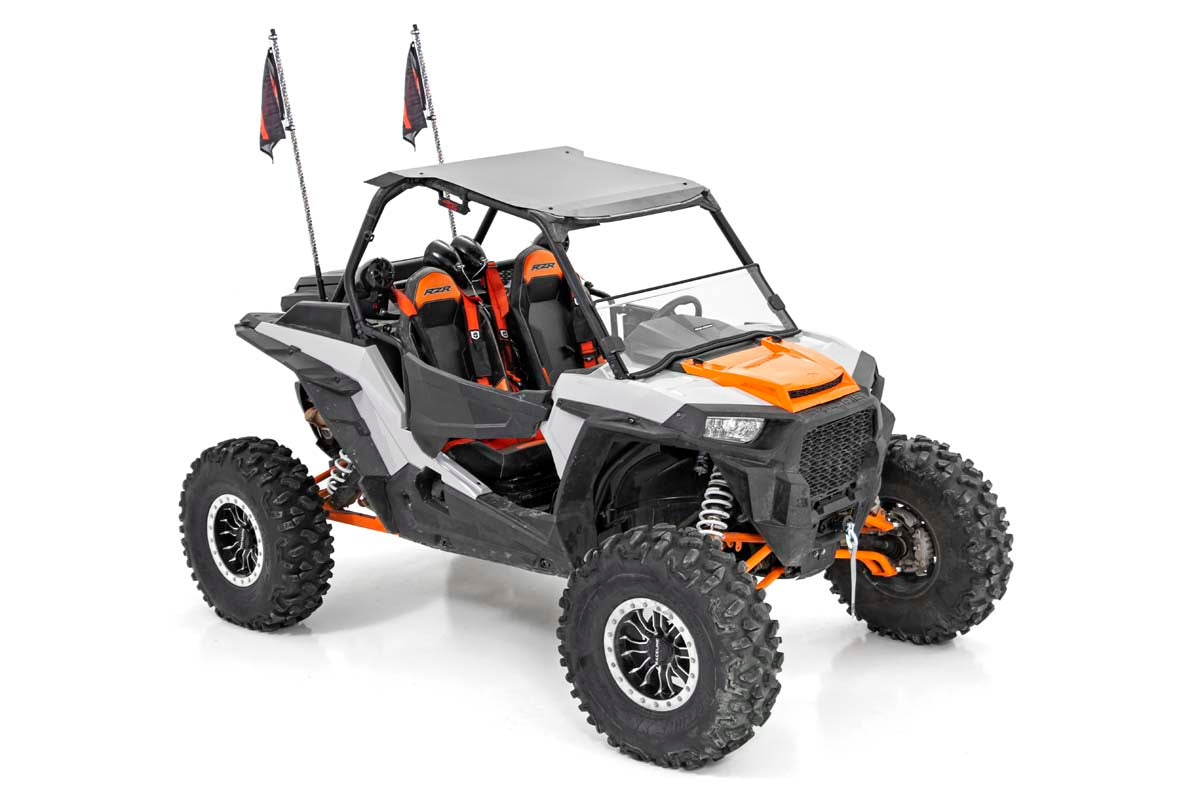 Whip Mount Cage 4 Foot Multl-Color LED Whip Pair Polaris RZR XP 1000 Rough Country