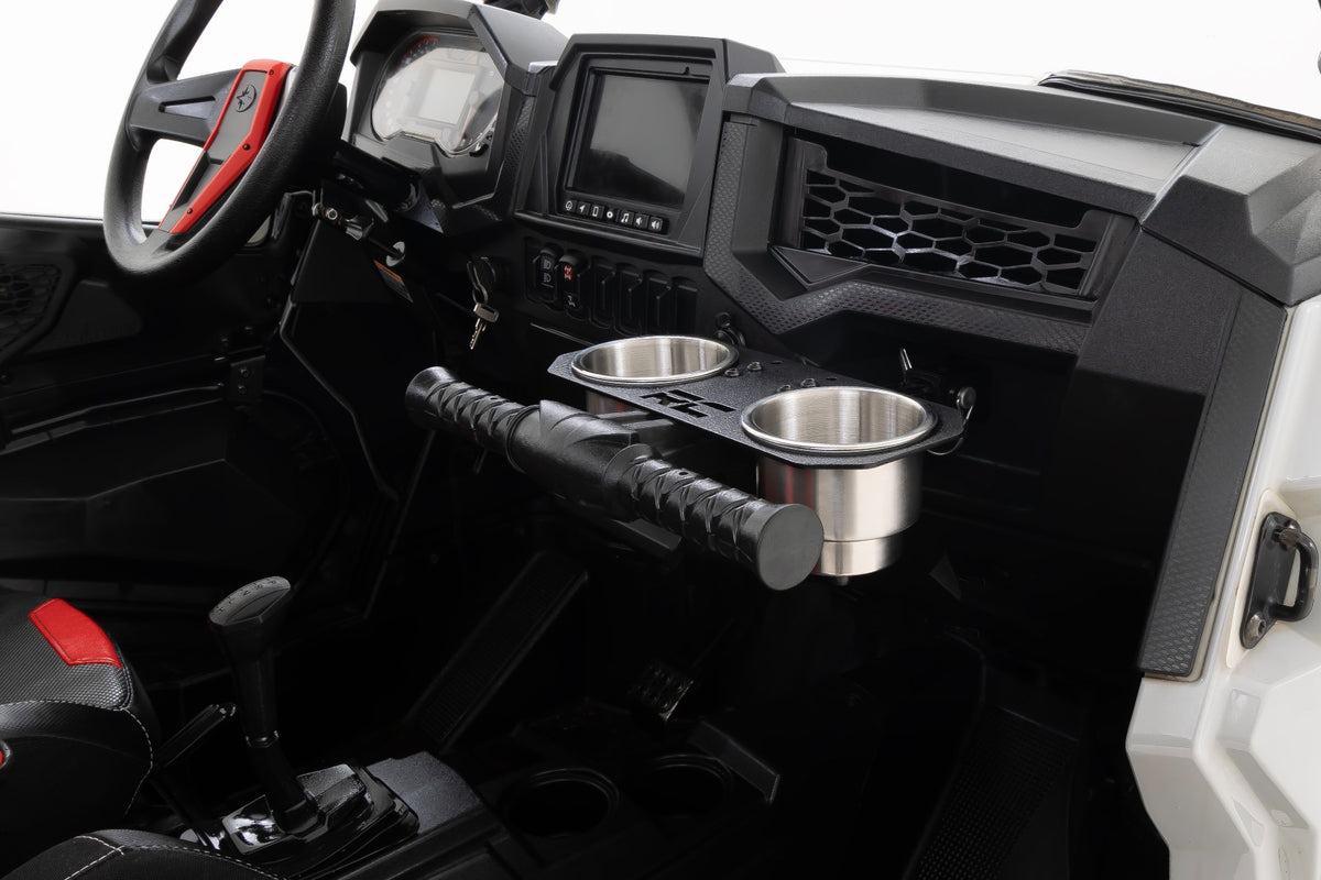 Passenger Grip Handle Dual Cup Holder Polaris RZR 4 900/RZR S 1000 Rough Country