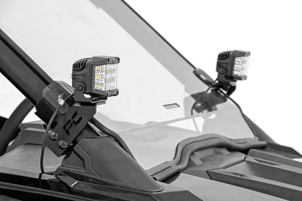 LED Light Kit A Pillar Mount 2 Inch Chrome Pair Wide Angle Polaris RZR PRO XP Rough Country