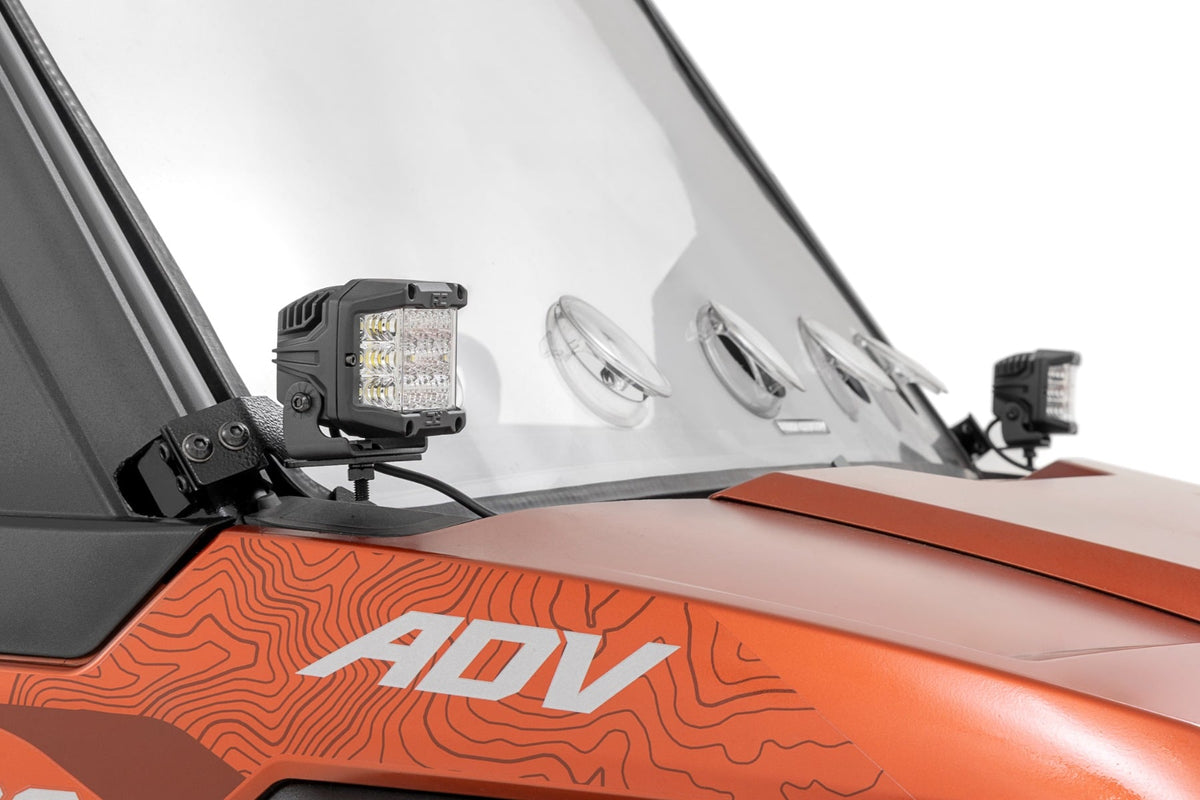 LED Light Kit Front Mount 2 Inch Black Pair White DRL Polaris XPEDITION XP 5 Rough Country
