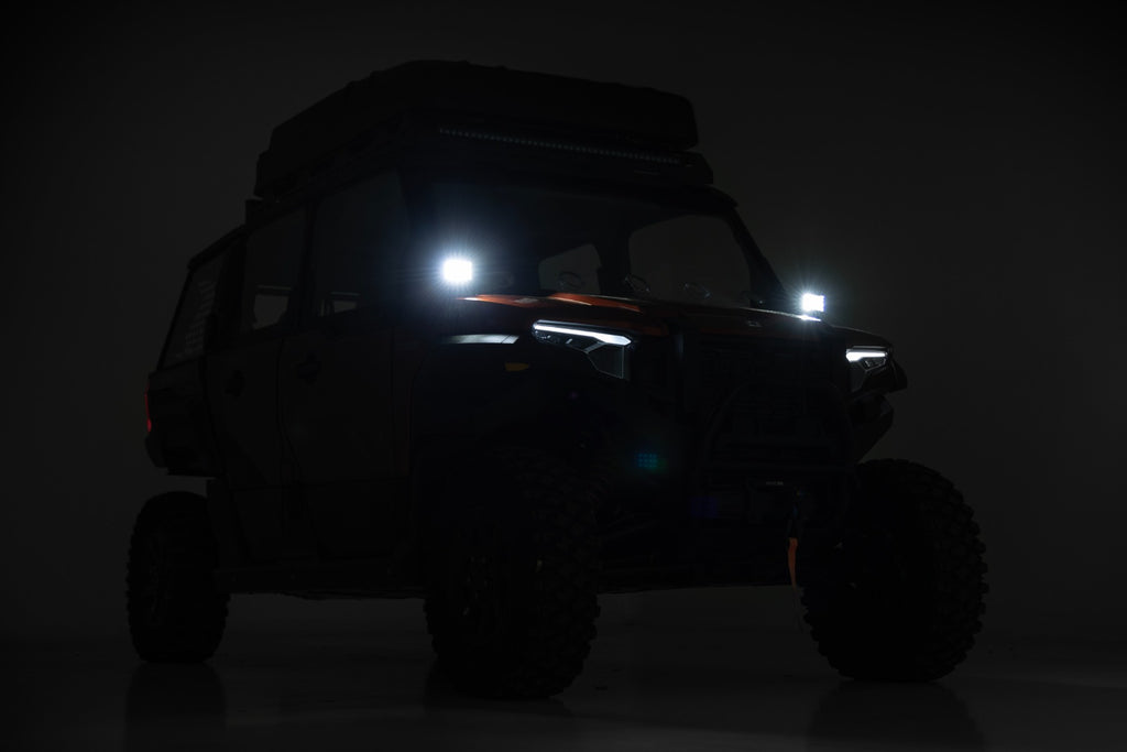 LED Light Kit Front Mount 3 Inch Chrome Pair Wide Angle Polaris XPEDITION ADV 5 Rough Country