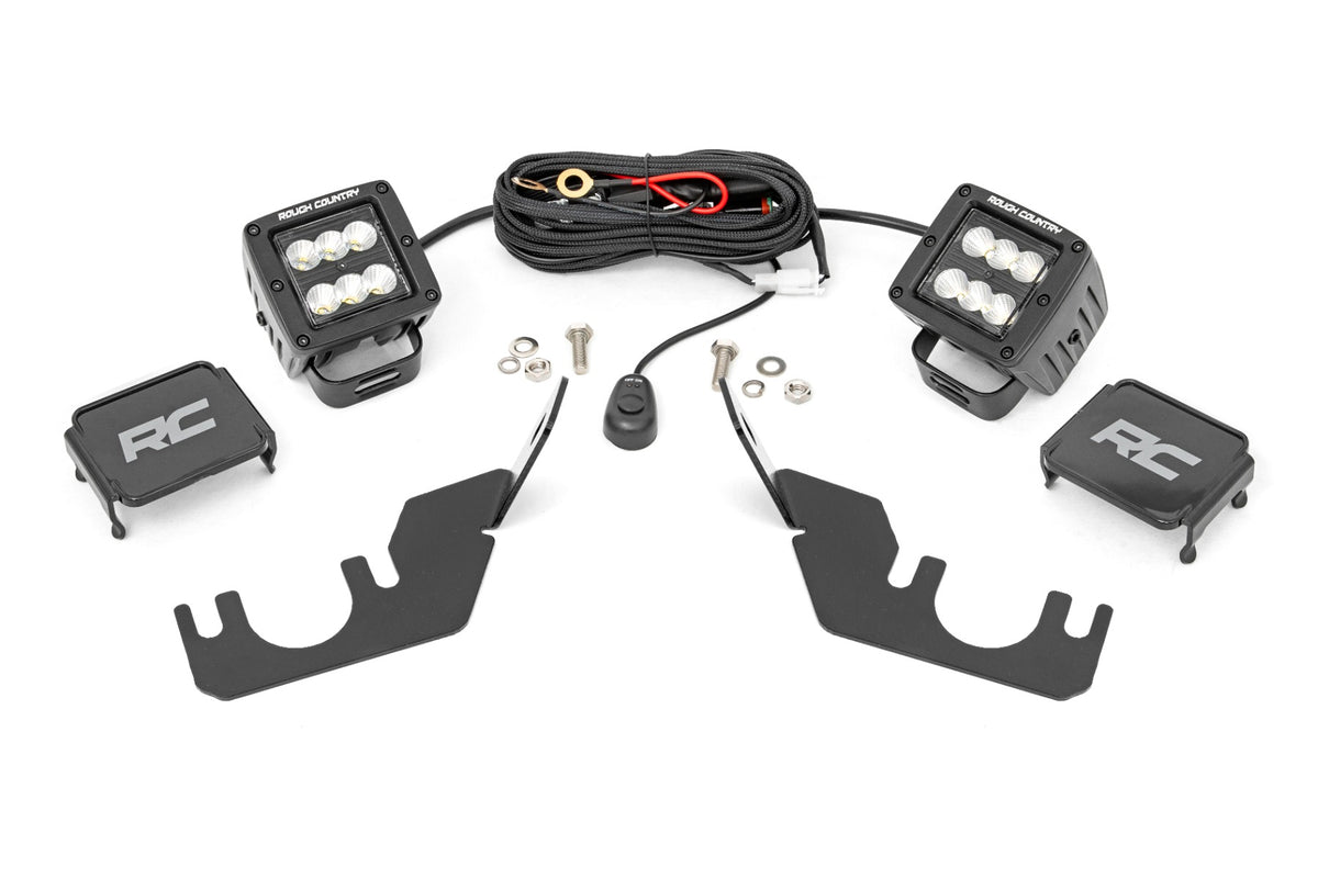 LED Light Kit Rear Mount 2 Inch Black Pair Flood Kawasaki Teryx 4 1000/Teryx4 800 Rough Country