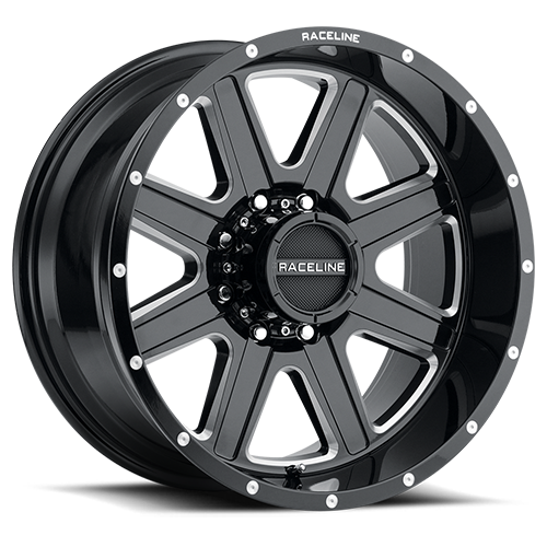 Aluminum Wheels 18x9 Hostage 940M Milled Gloss Black 12 Offset 6 on 135 Bolt Pattern 87.1 Bore Raceline