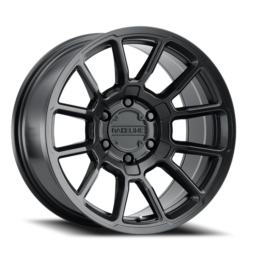 Aluminum Wheels 18x9 Gauge 950B Satin Black Multi Spoke -12 Offset 6 on 139.7 Bolt Pattern 106.1 Bore Raceline