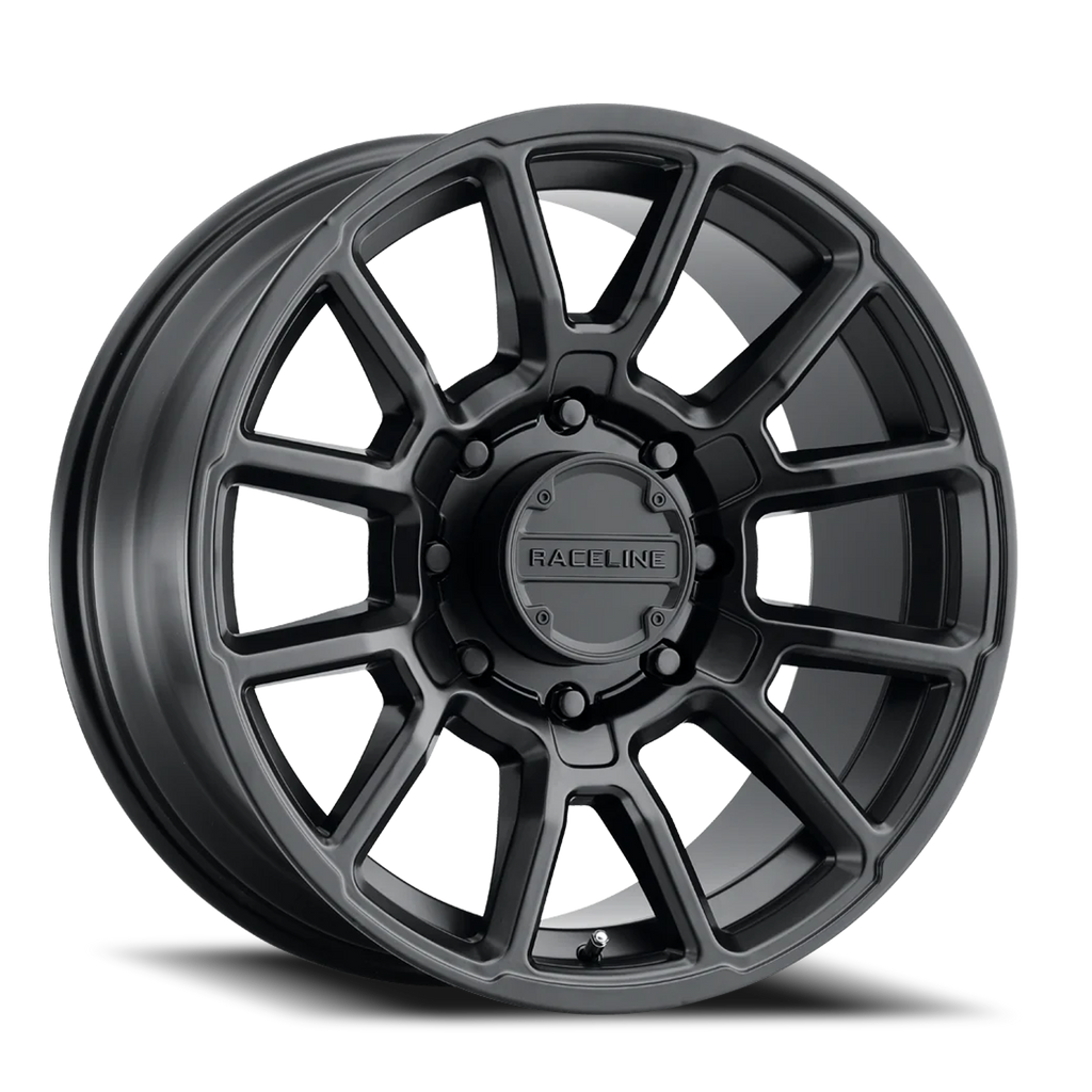 Aluminum Wheels 18x9 Gauge 950B Satin Black Multi Spoke 18 Offset 8 on 180 Bolt Pattern 124.2 Bore Raceline