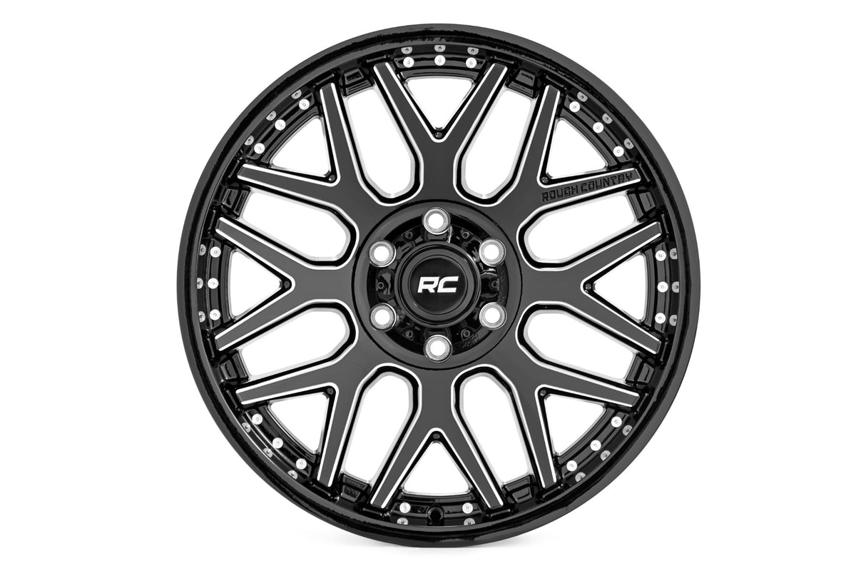 95 Series Wheel Machined One-Piece Gloss Black 22x10 6x135 -19mm Rough Country