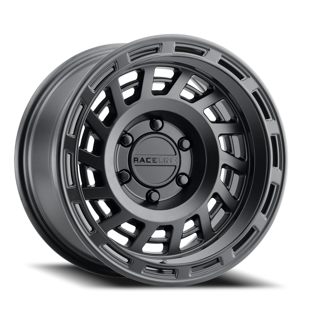 Aluminum Wheels 17x8.5 Halo 957B Satin Black 0 Offset 6 on 135 Bolt Pattern 87.1 Bore Raceline