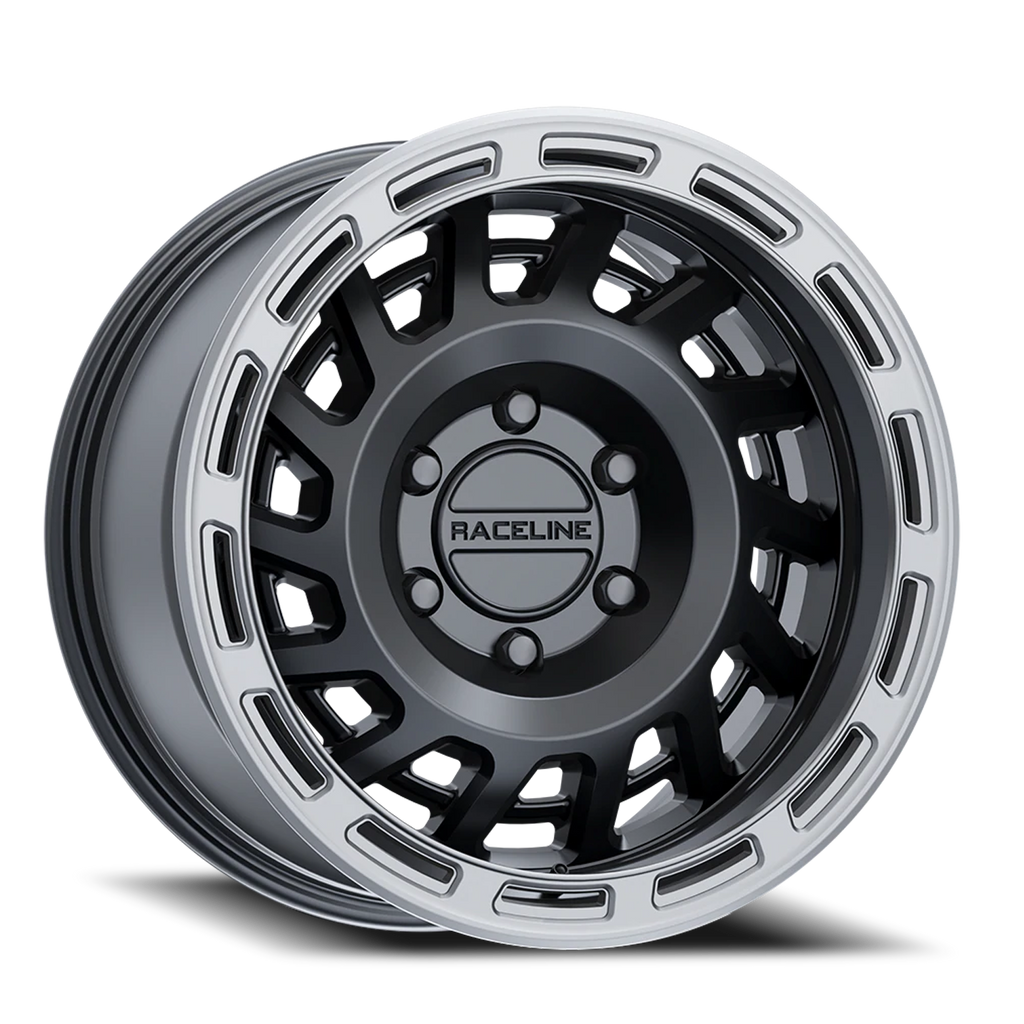 Aluminum Wheels 18x9 Halo 957BS Satin Black Silver Ring 18 Offset 6 on 135 Bolt Pattern 87.1 Bore Raceline