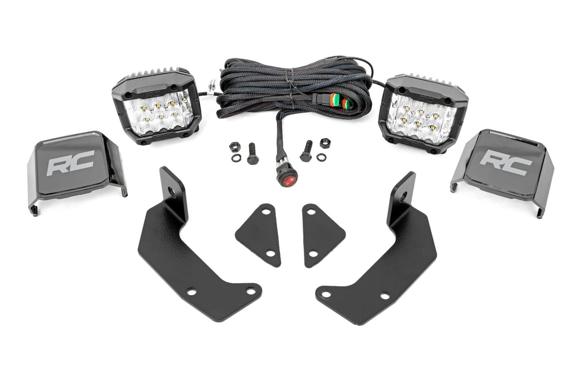 LED Light Kit Cage Mount 2 Inch Chrome Pair Wide Angle CFMOTO UFORCE 1000 Rough Country