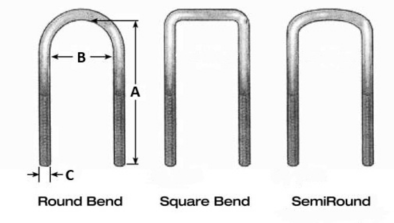 Fabtech Round U-Bolt Kit - 1/2-20 x 7.50 x 3.31