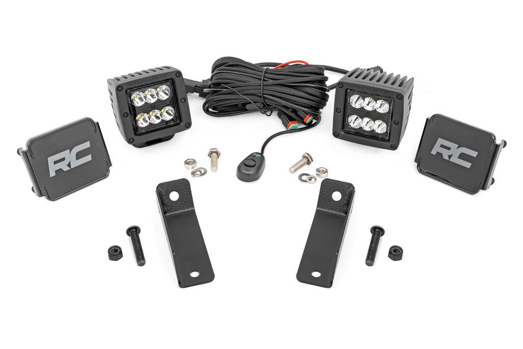 LED Light Kit Rear Mount 2 Inch Black Pair Spot Can-Am Maverick Sport 1000R Rough Country