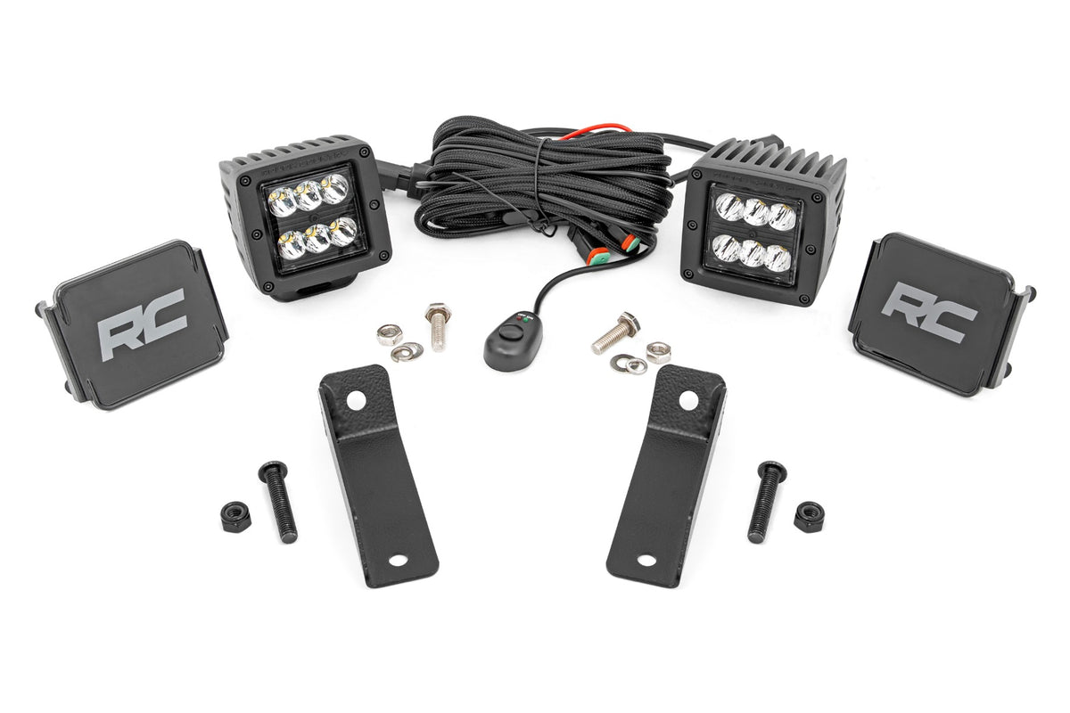 LED Light Kit Rear Mount 2 Inch Black Pair Spot Can-Am Maverick Sport 1000R Rough Country