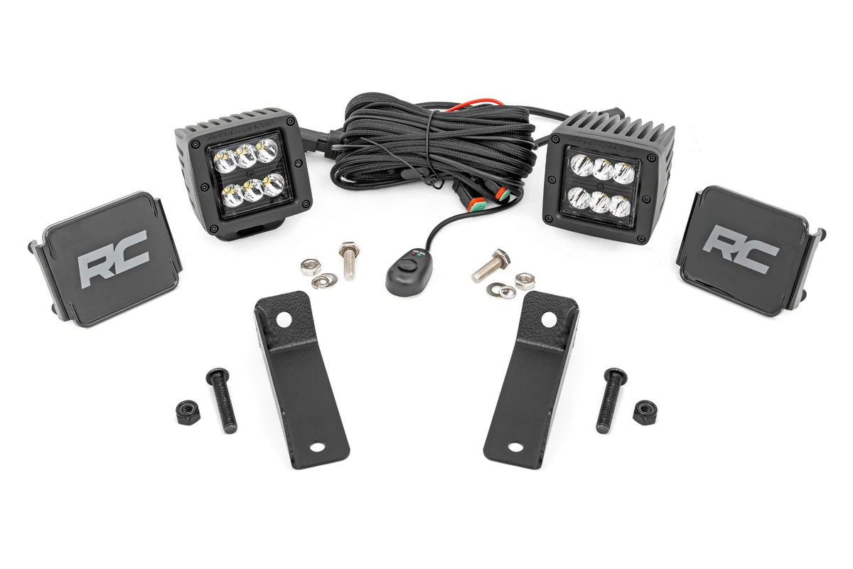 LED Light Kit Rear Mount 2 Inch Black Pair Flood Can-Am Maverick Sport 1000R Rough Country
