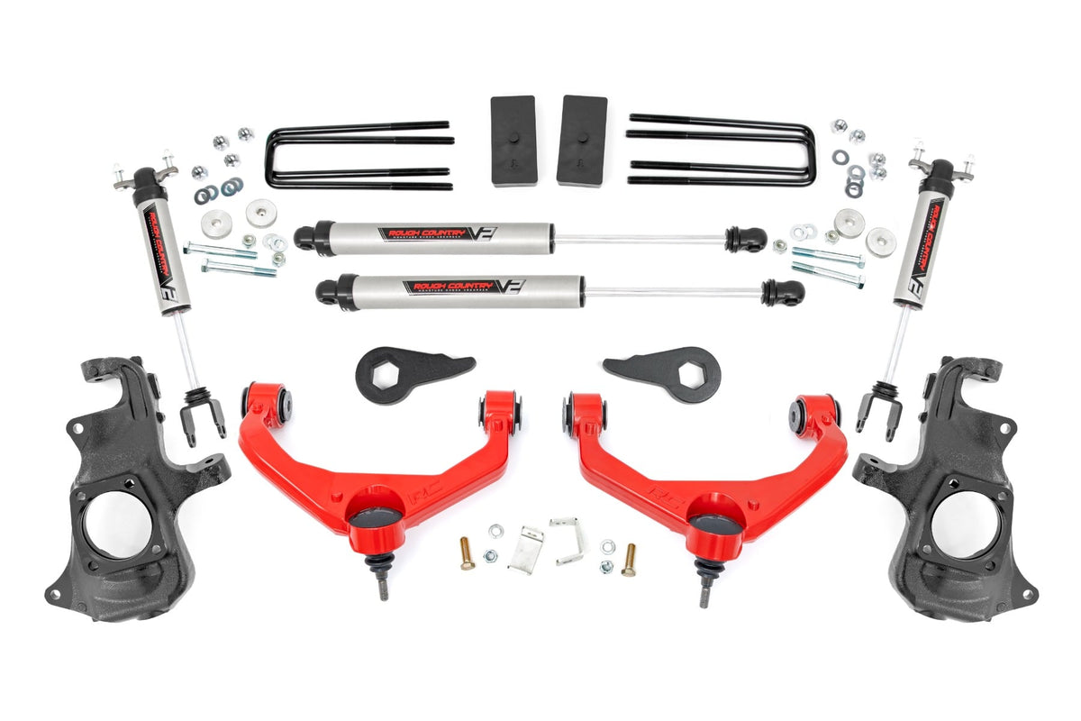 3.5 Inch Knuckle Lift Kit V2 w/ Overloads Red Silverado/Sierra 2500HD/3500HD (11-19) Rough Country