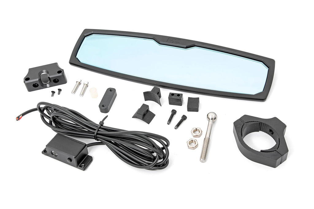 UTV Aluminum Rear View Mirror Dome Light 12 Inch 1.75-2 Inch Mount Rough Country
