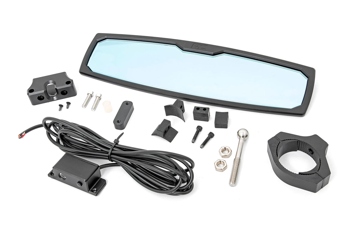 UTV Aluminum Rear View Mirror Dome Light 12 Inch 1.75-2 Inch Mount Rough Country