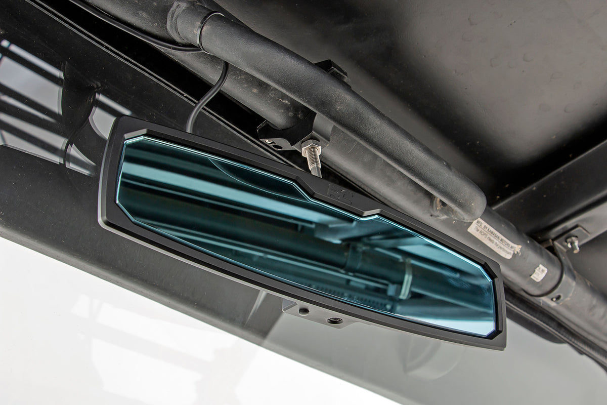 UTV Aluminum Rear View Mirror Dome Light 12 Inch 1.75-2 Inch Mount Rough Country