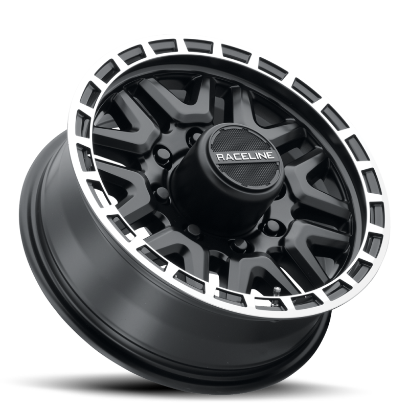 Raceline 953BM Krank 15x6in / 6x139.7 BP / 0mm Offset / 4.25mm Bore - Black & Machined Wheel