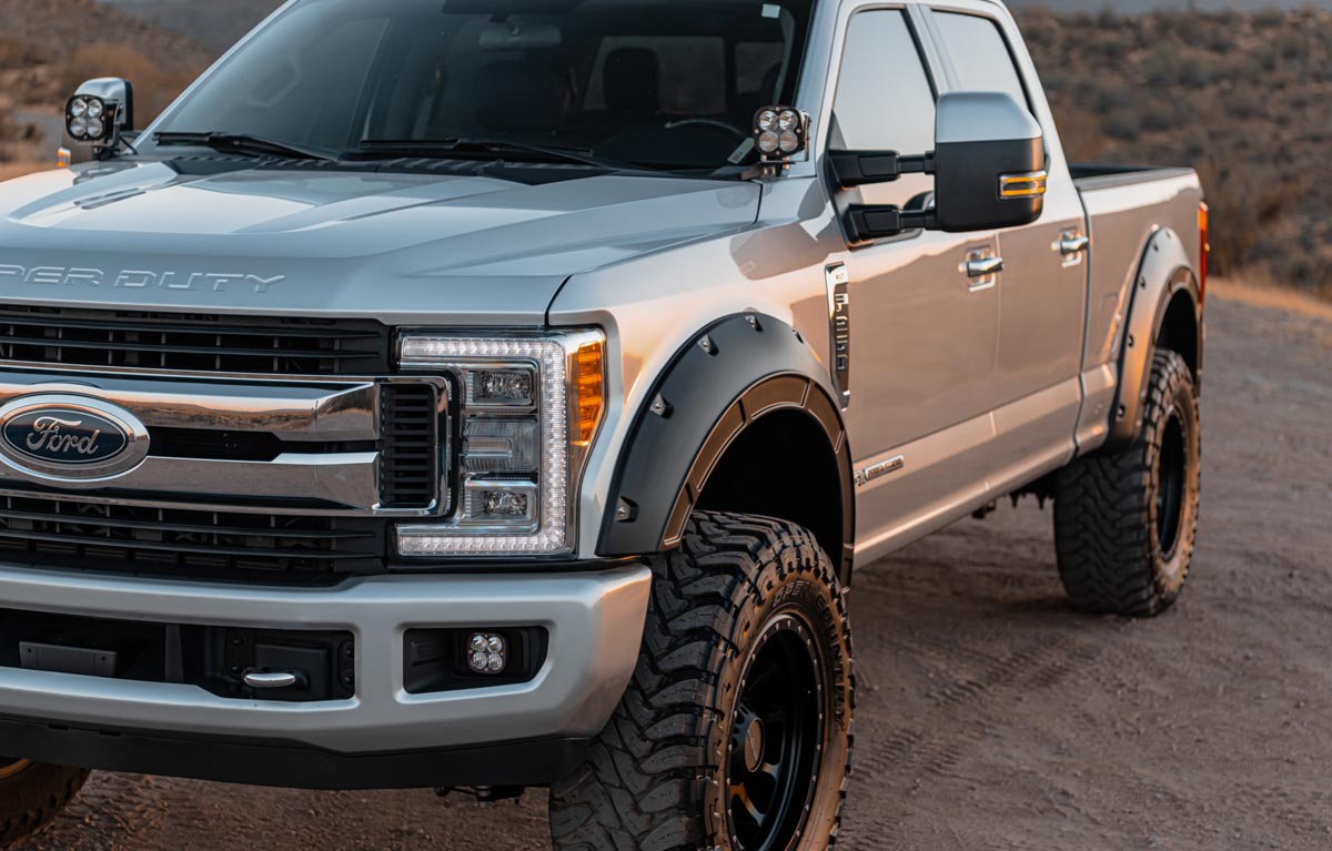 Defender Pocket Fender Flares Flat Black Ford Super Duty 2WD/4WD (17-22) Rough Country