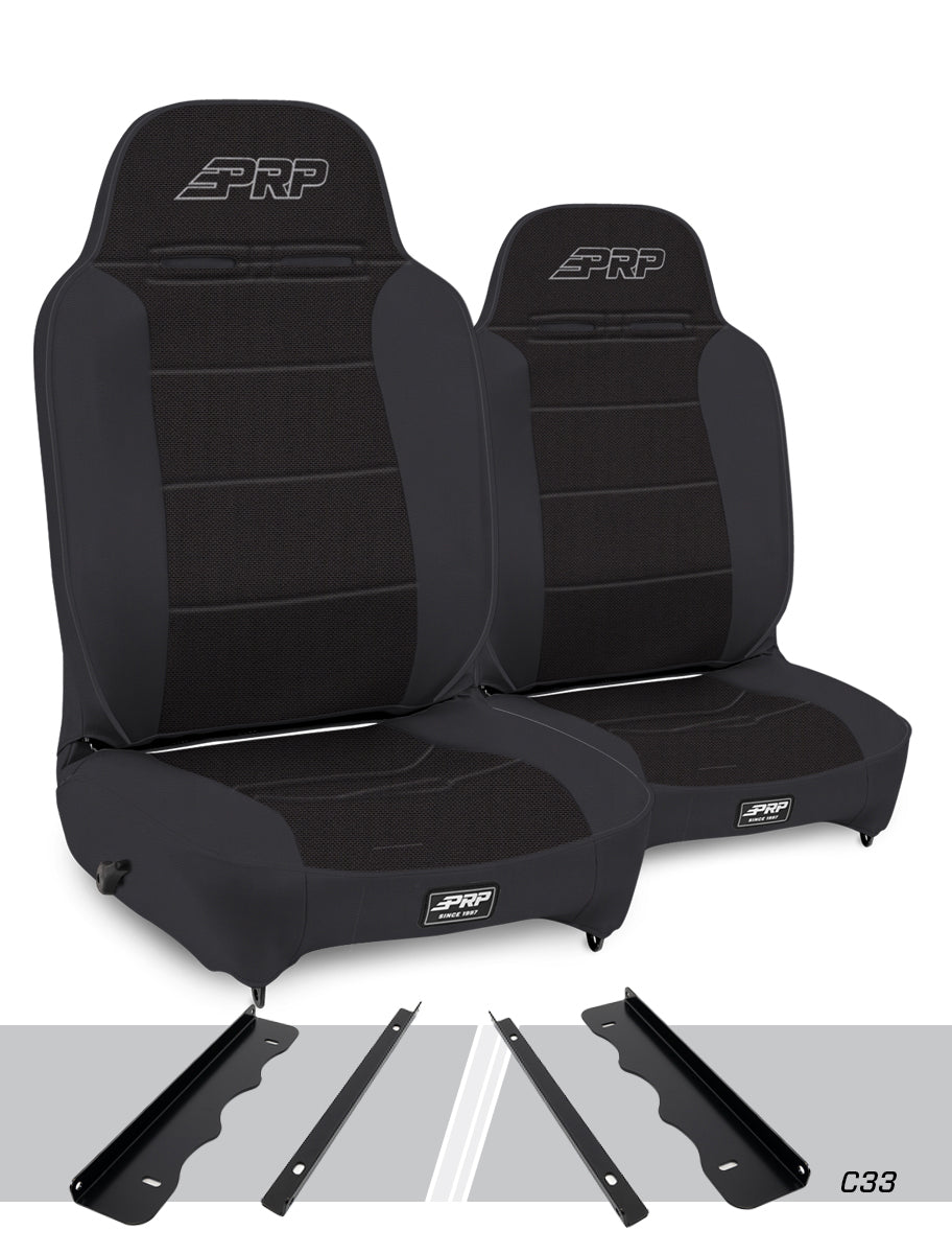 Enduro High Back Reclining Suspension Seats Kit for 95-01 Jeep Cherokee XJ Pair PRP Seats