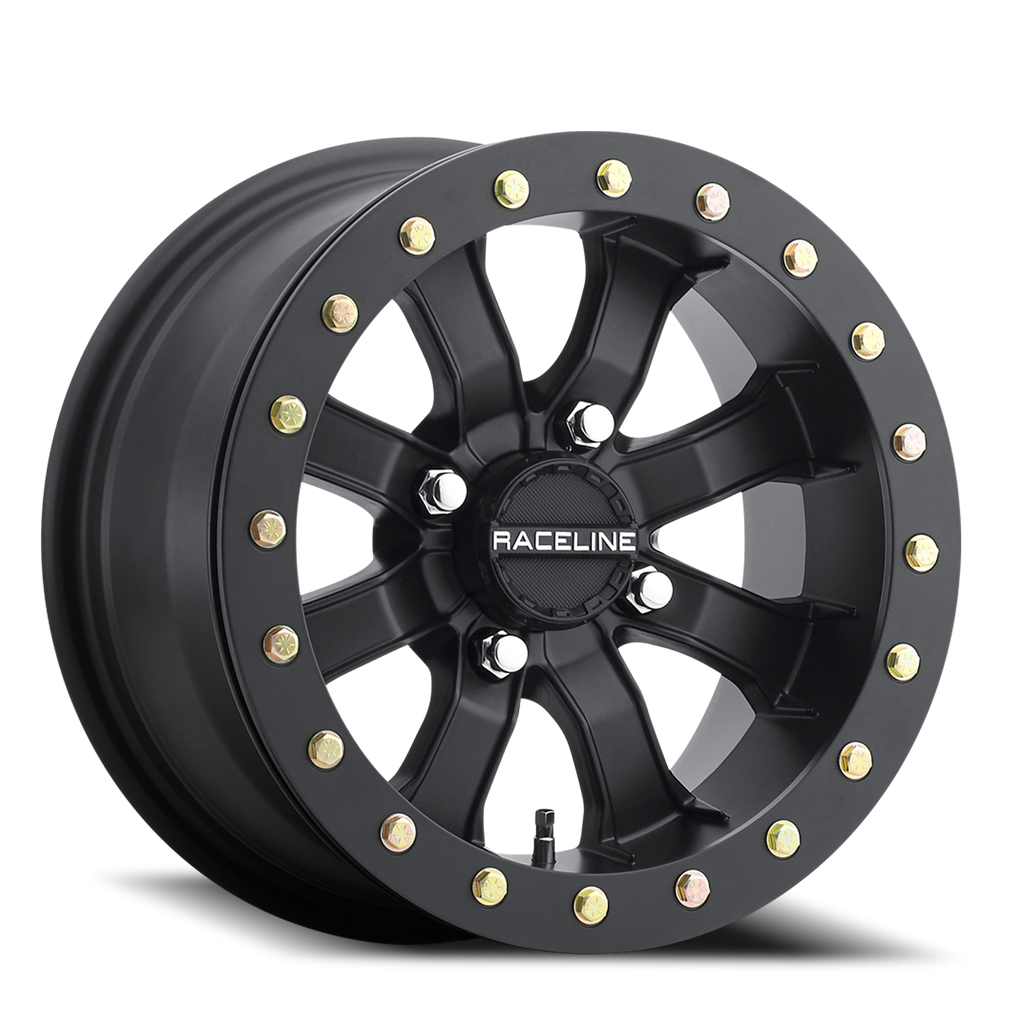 Aluminum Wheels 14x7 Black Mamba Beadlock UTV A71B Satin Black 30 Offset 4 on 137 Bolt Pattern Raceline