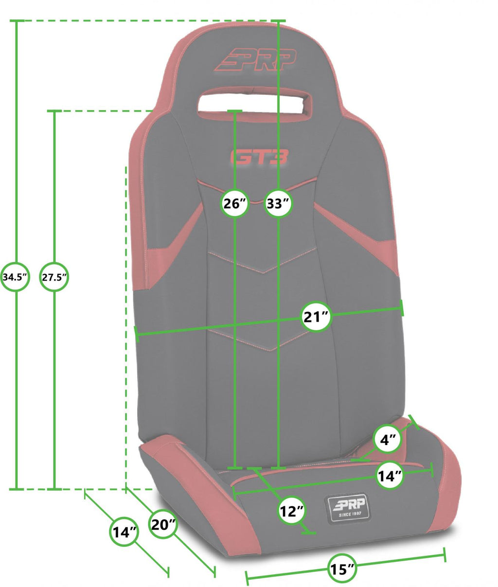 GT3 Fold Flat Rear Suspension Seats for Polaris RZR PRO XP4 PRO R4 Turbo R4 Pair PRP Seats
